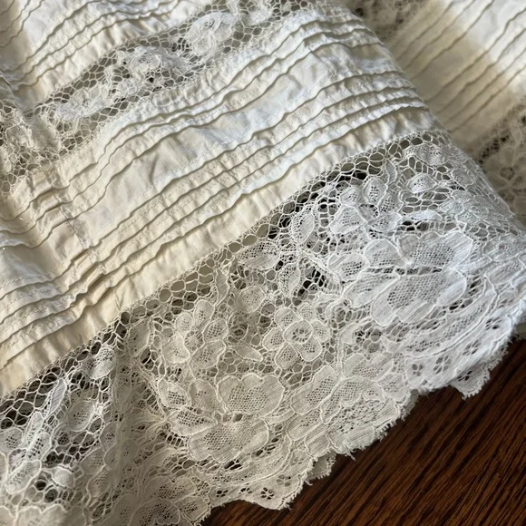 Antique Tiered Petticoat, Full Length Lace Skirt, Corset Waist - Picture 5 of 12